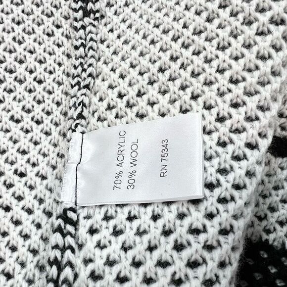 Cocogio Sweater Womens Large Black White Wool Blend Knit Crochet Cardigan new - Picture 9 of 10